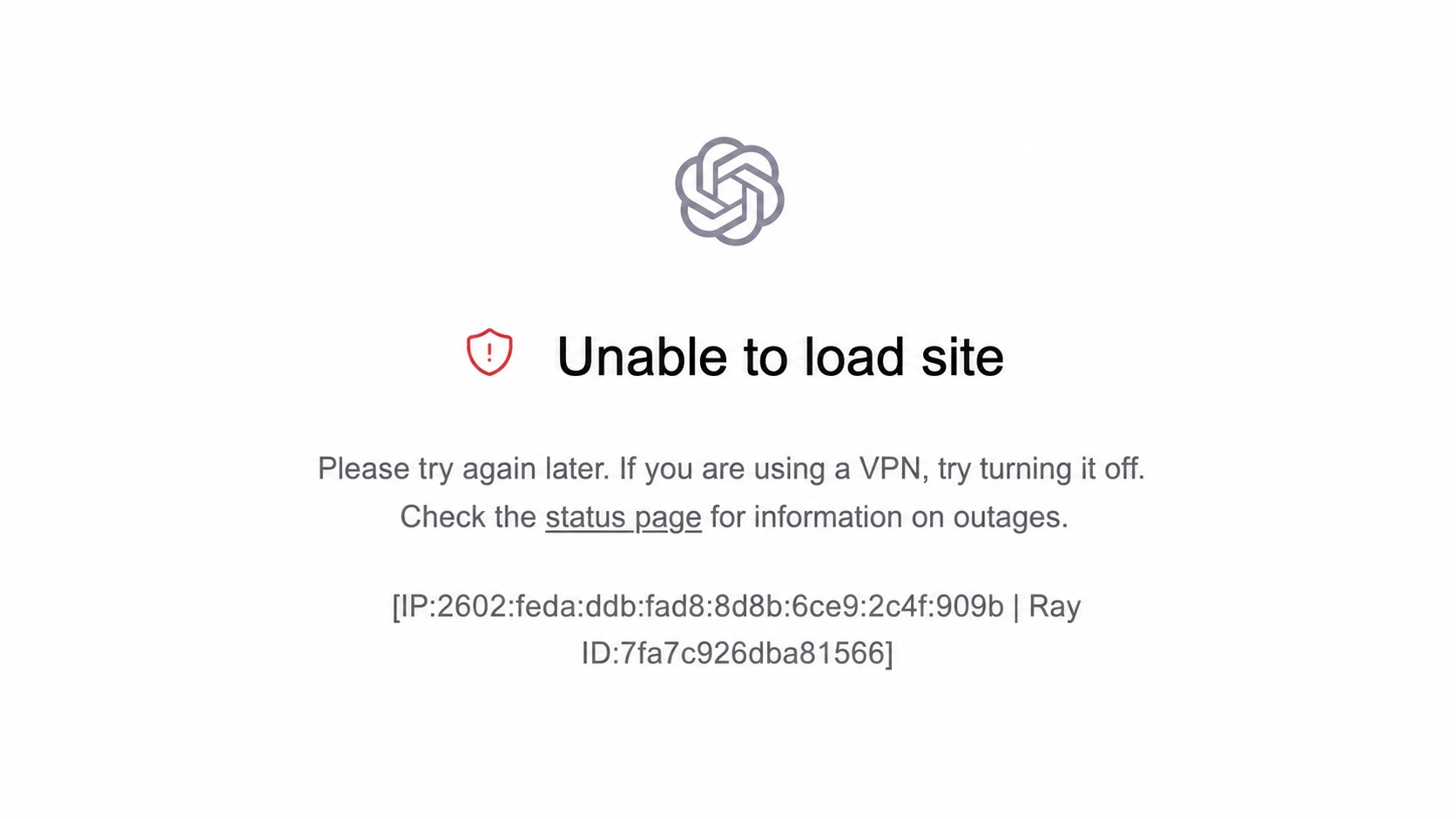 OpenAI 提示 “Unable to load site” 怎么解决?
